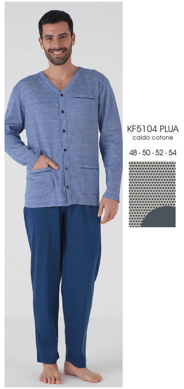 ART. KF5104 PLUA- pigiama uomo m/l aperto interlock kf5104 plua - Fratelli Parenti